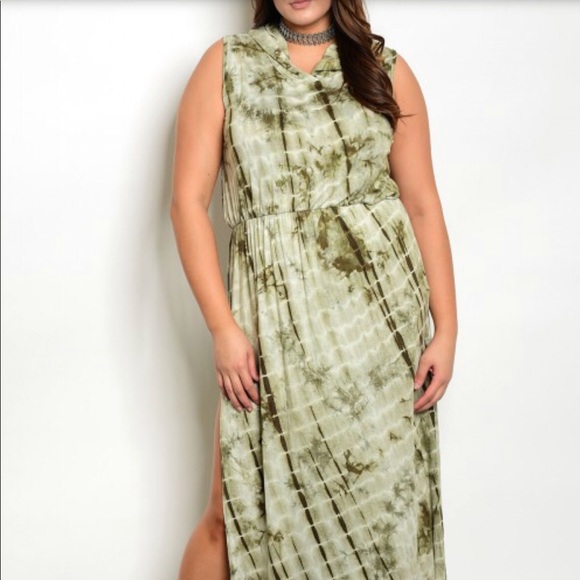 “New Listing” OLIVE TIE DYE DRESS - Picture 4 of 5